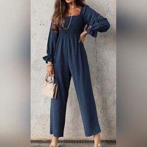 Unbranded Smocked Long Sleeve Jumpsuit